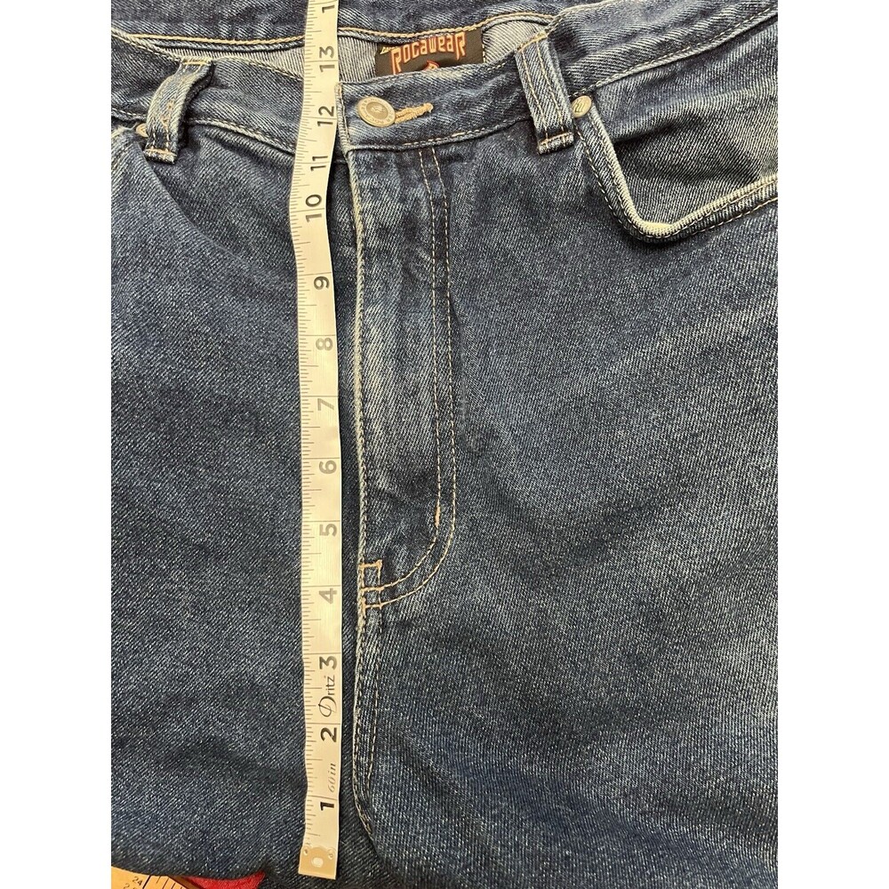 Vtg Rocawear Jeans Blue Baggy Wide Leg Skater Y2K Distressed - Picture 4 of 8